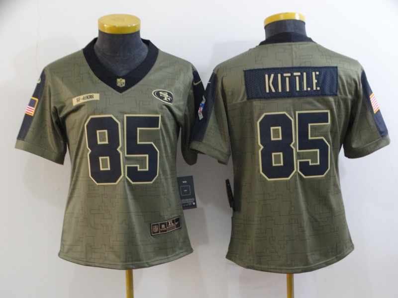 2021 Women San Francisco 49ers #85 Kittle Nike Olive Salute To Service Limited NFL jersey->golden state warriors->NBA Jersey